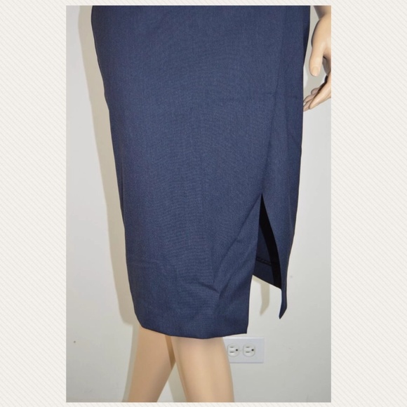 Zara Basic S Blue Pencil Skirt Side Slit Back Zip - Picture 3 of 9